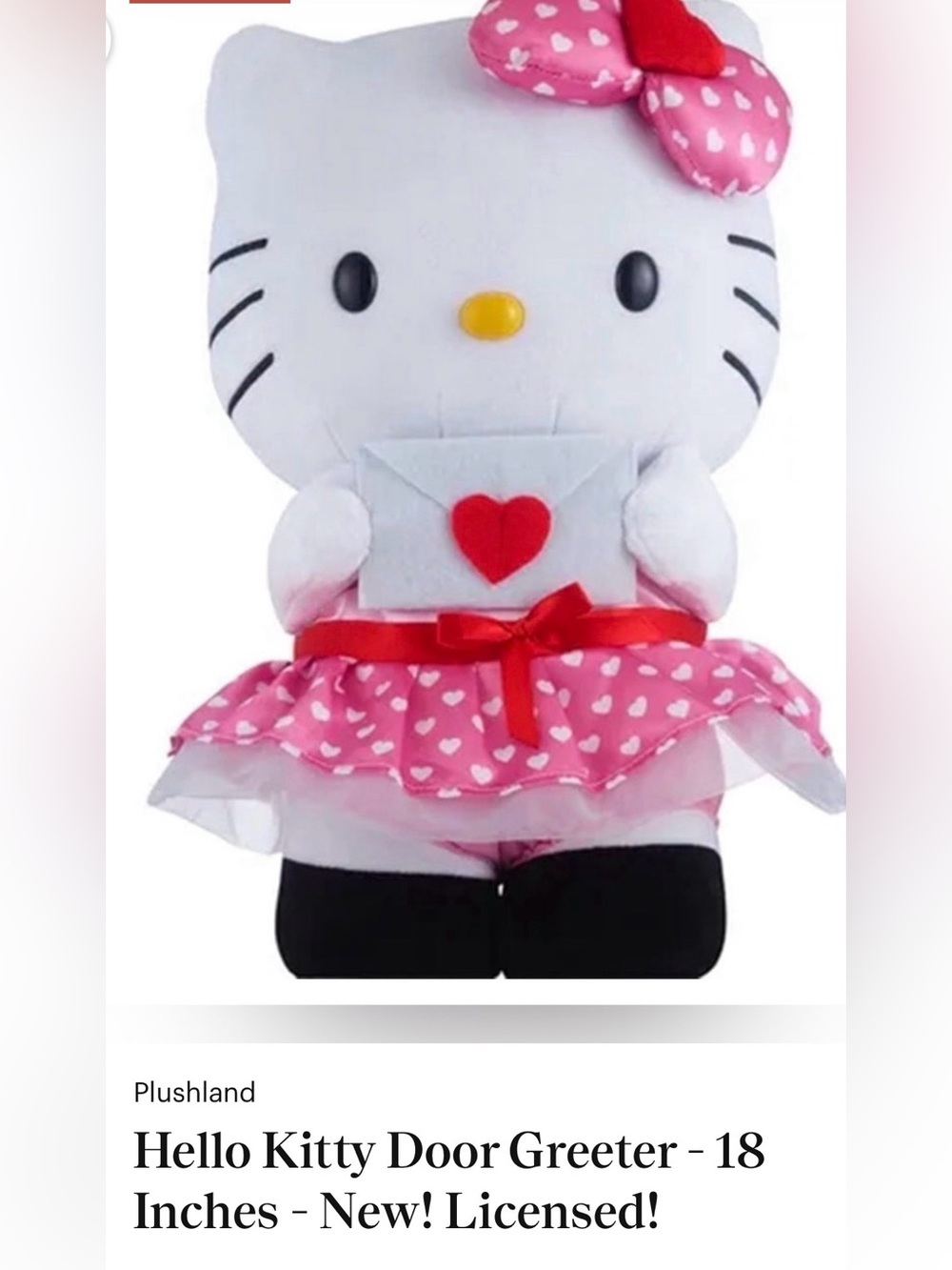White and Pink Hello Kitty Style Plush Doll with Heart Envelope